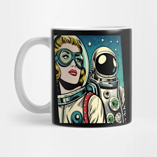 Pop Art Astronauts in Space Comic Book Style Mug